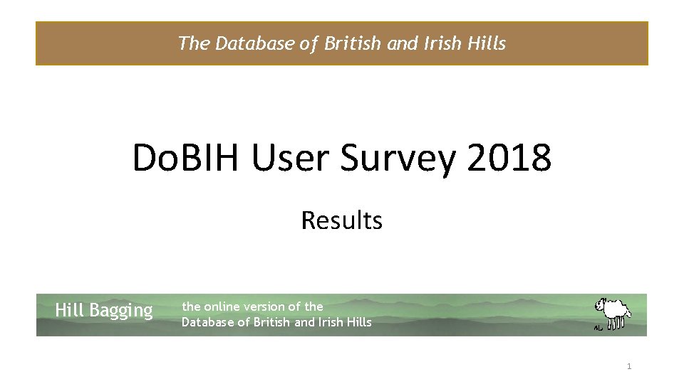 The Database of British and Irish Hills Do. BIH User Survey 2018 Results Hill