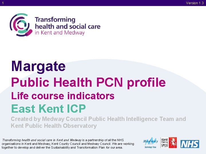 1 Version 1. 3 Margate Public Health PCN profile Life course indicators East Kent