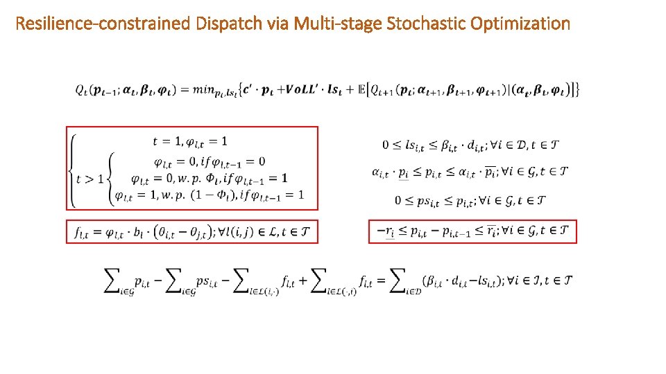 Resilience-constrained Dispatch via Multi-stage Stochastic Optimization 