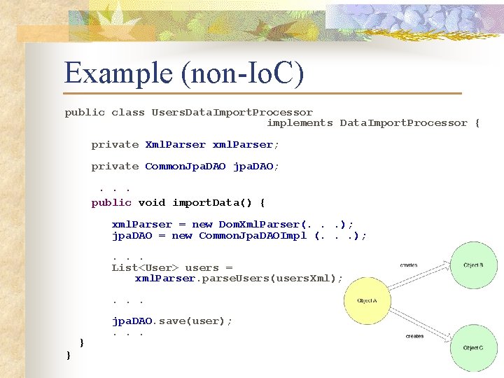 Example (non-Io. C) public class Users. Data. Import. Processor implements Data. Import. Processor {