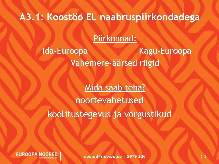 A 3. 1: Koostöö EL naabruspiirkondadega Piirkonnad: Ida-Euroopa Kagu-Euroopa Vahemere-äärsed riigid Mida saab teha? A 3. 1: Koostöö EL naabruspiirkondadega Piirkonnad: Ida-Euroopa Kagu-Euroopa Vahemere-äärsed riigid Mida saab teha?