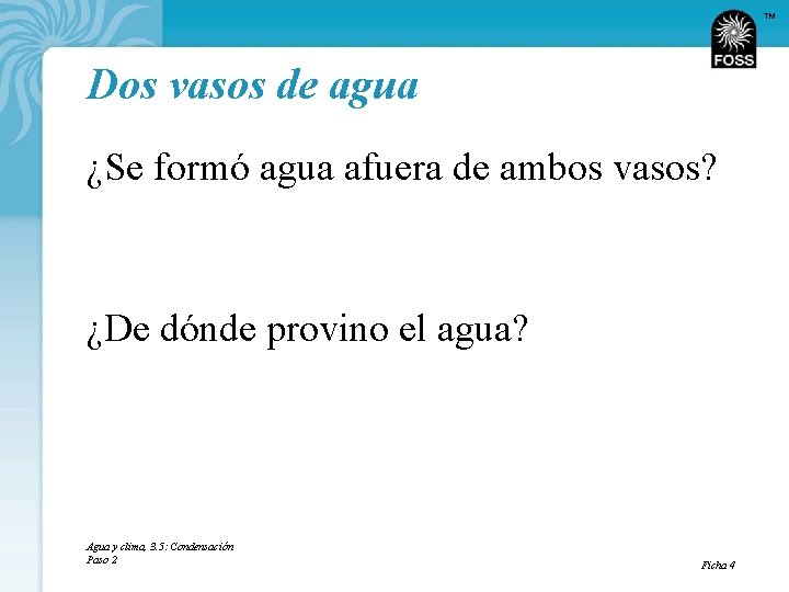 TM Dos vasos de agua ¿Se formó agua afuera de ambos vasos? ¿De dónde