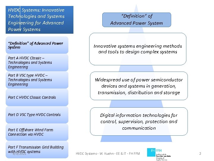 HVDC Systems: Innovative Technologies and Systems Engineering for Advanced Power Systems “Definition” of Advanced