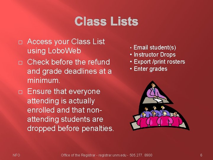 Class Lists � � � NFO Access your Class List using Lobo. Web Check Class Lists � � � NFO Access your Class List using Lobo. Web Check