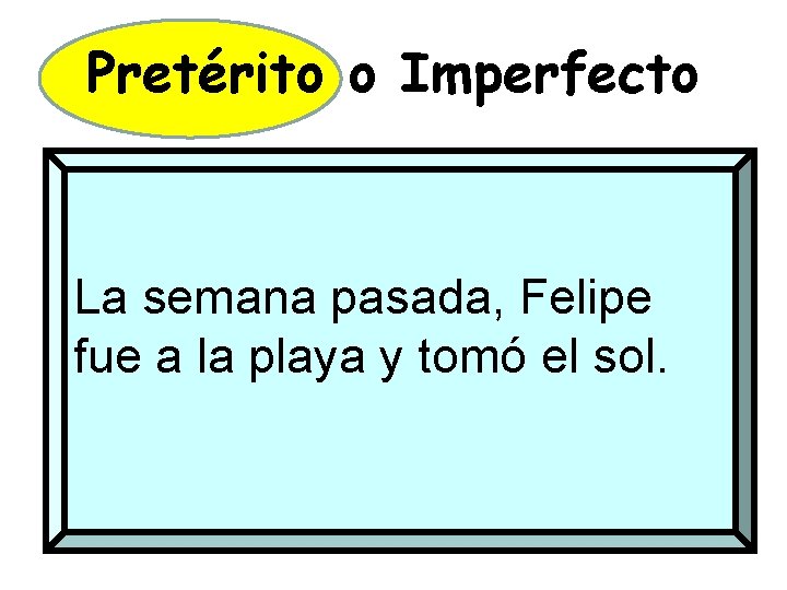 Pretérito o Imperfecto La semana pasada, Felipe fue a la playa y tomó el