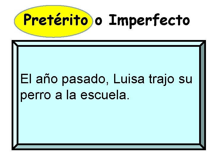 Pretérito o Imperfecto El año pasado, Luisa trajo su perro a la escuela. 