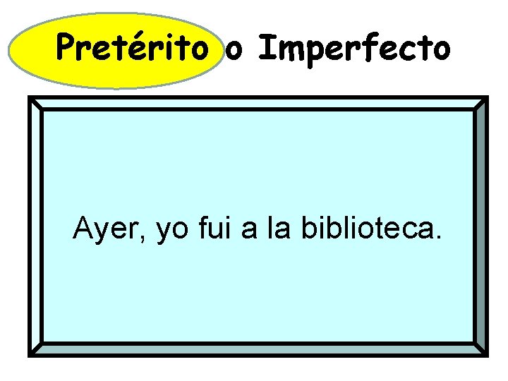 Pretérito o Imperfecto Ayer, yo fui a la biblioteca. 