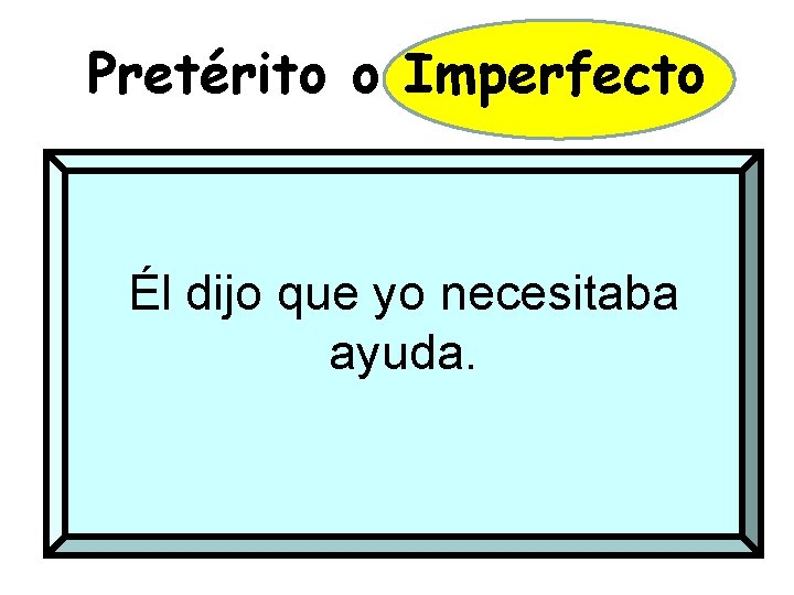 Pretérito o Imperfecto Él dijo que yo necesitaba ayuda. 