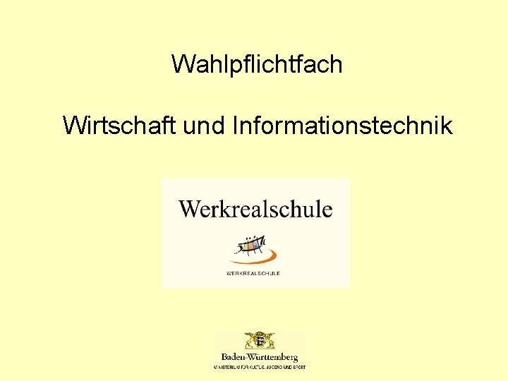 Wahlpflichtfach Wirtschaft und Informationstechnik 