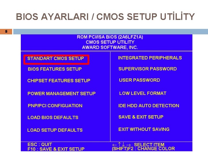 BIOS AYARLARI / CMOS SETUP UTİLİTY 5 