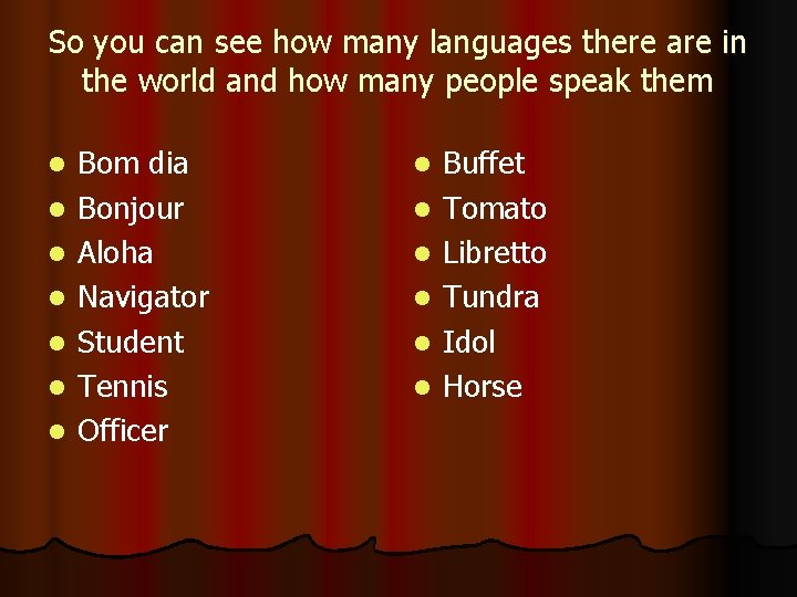 So you can see how many languages there are in the world and how