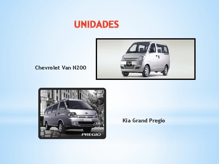 UNIDADES Chevrolet Van N 200 Kia Grand Pregio 