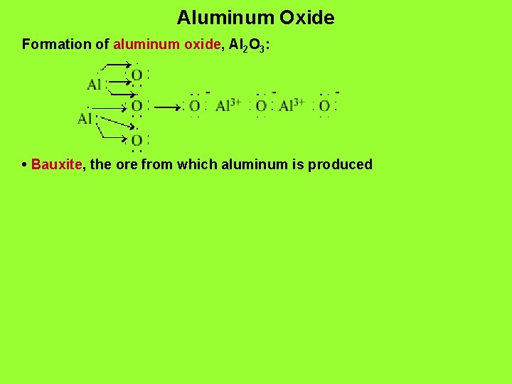 Aluminum Oxide Formation of aluminum oxide, Al 2 O 3: • Bauxite, the ore
