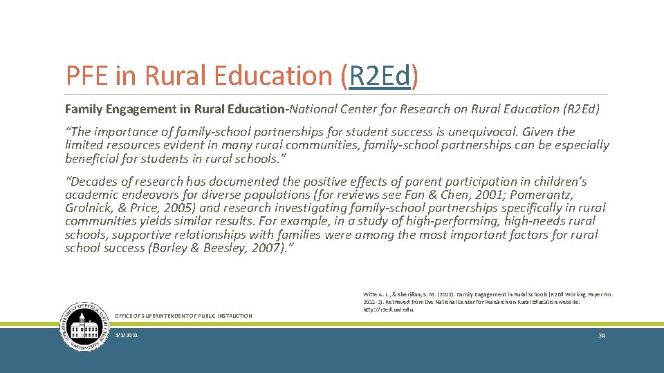 PFE in Rural Education (R 2 Ed) Family Engagement in Rural Education-National Center for