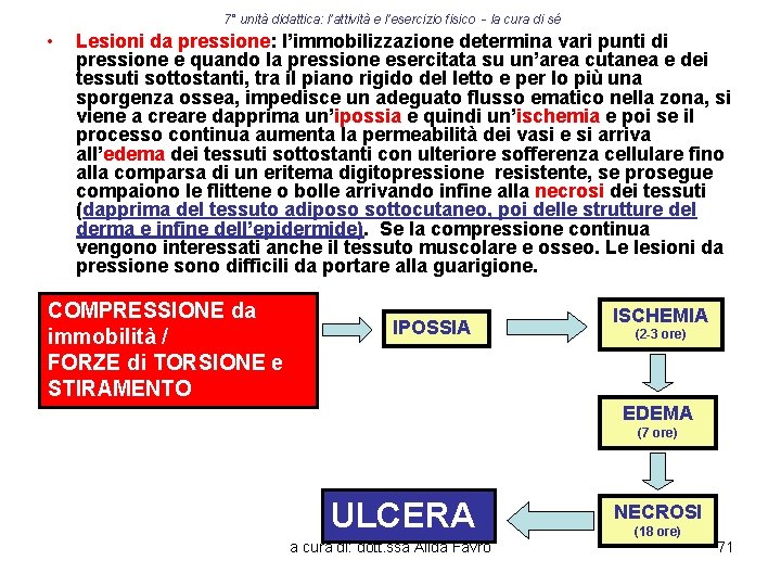 7° unità didattica: l’attività e l’esercizio fisico - la cura di sé • Lesioni