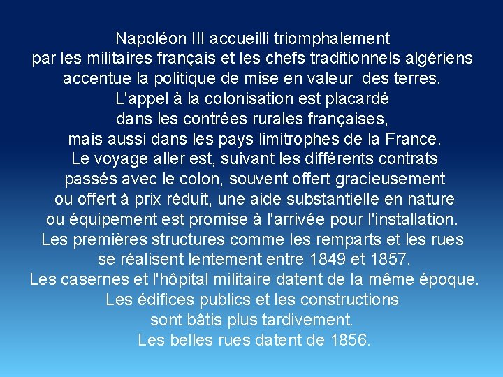 Napoléon III accueilli triomphalement par les militaires français et les chefs traditionnels algériens accentue