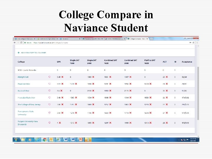 College Compare in Naviance Student 