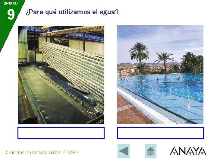 UNIDAD 9 ¿Para qué utilizamos el agua? Ciencias de la Naturaleza 1º ESO 