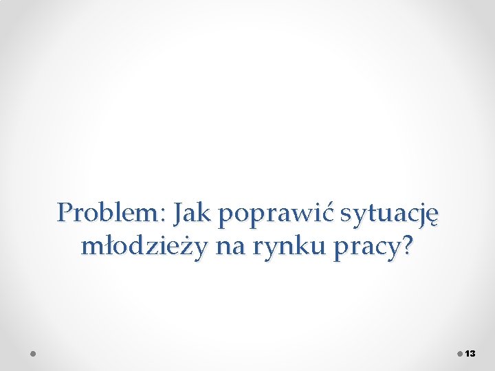 Problem: Jak poprawić sytuację młodzieży na rynku pracy? 13 