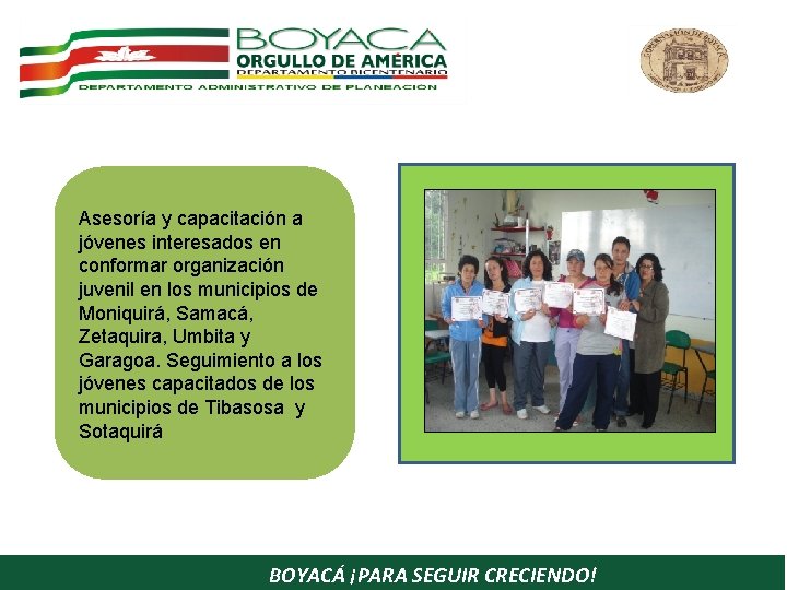 Asesoría y capacitación a jóvenes interesados en conformar organización juvenil en los municipios de