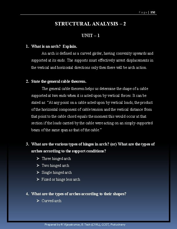 P a g e | 198 STRUCTURAL ANALYSIS – 2 UNIT – 1 1. P a g e | 198 STRUCTURAL ANALYSIS – 2 UNIT – 1 1.