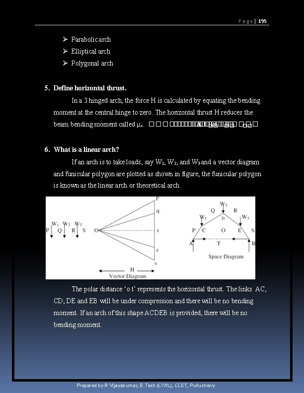 P a g e | 199 Parabolic arch Elliptical arch Polygonal arch 5. Define P a g e | 199 Parabolic arch Elliptical arch Polygonal arch 5. Define