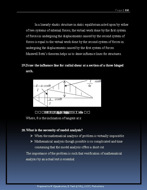 P a g e | 218 In a linearly elastic structure in static equilibrium P a g e | 218 In a linearly elastic structure in static equilibrium