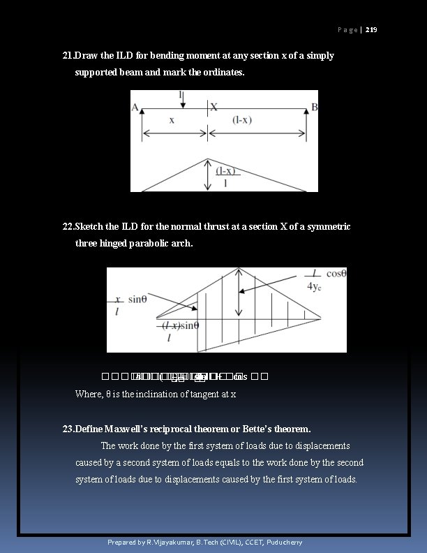 P a g e | 219 21. Draw the ILD for bending moment at P a g e | 219 21. Draw the ILD for bending moment at