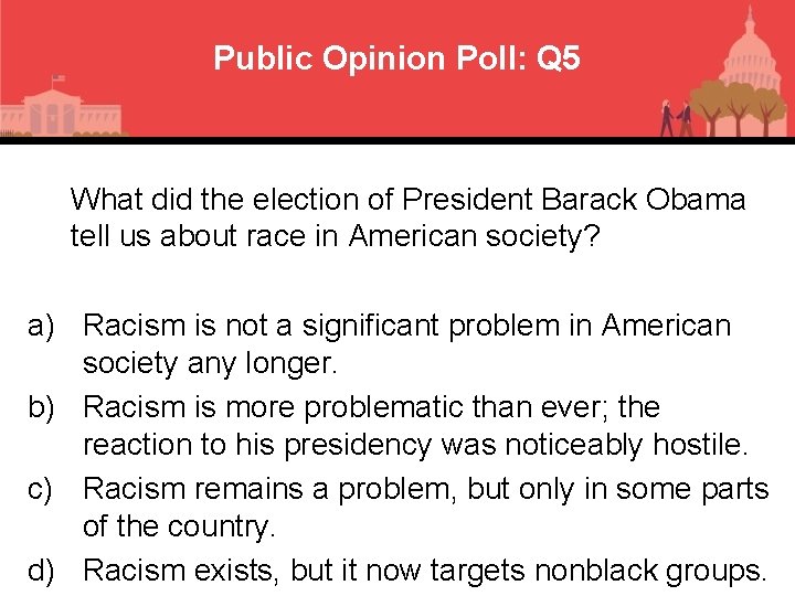 Public Opinion Poll: Q 5 What did the election of President Barack Obama tell
