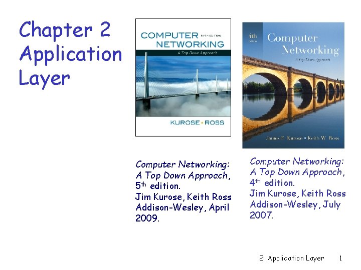 Chapter 2 Application Layer Computer Networking: A Top Down Approach, 5 th edition. Jim