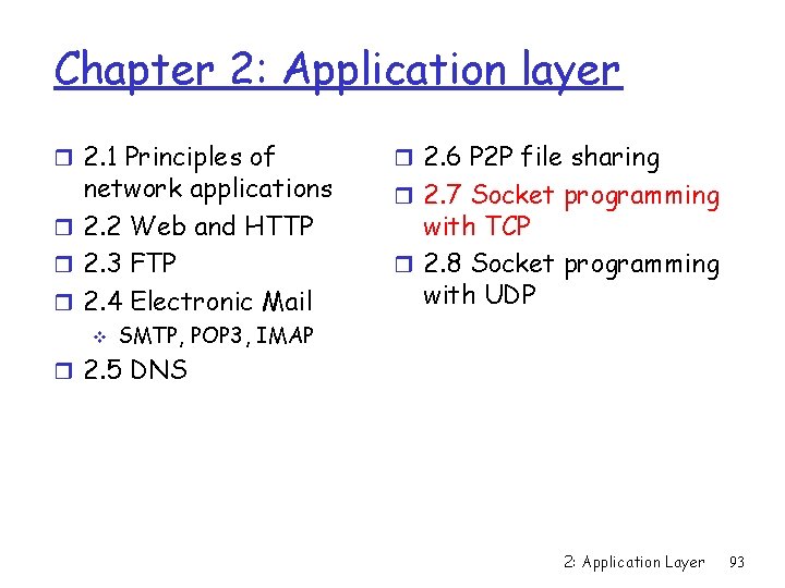 Chapter 2: Application layer r 2. 1 Principles of network applications r 2. 2