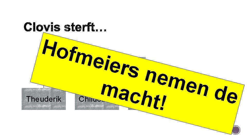 Hofm Schi eiers jnko nem n macingenen de ht! ! Clovis Theuderik Childebert Chlodomer