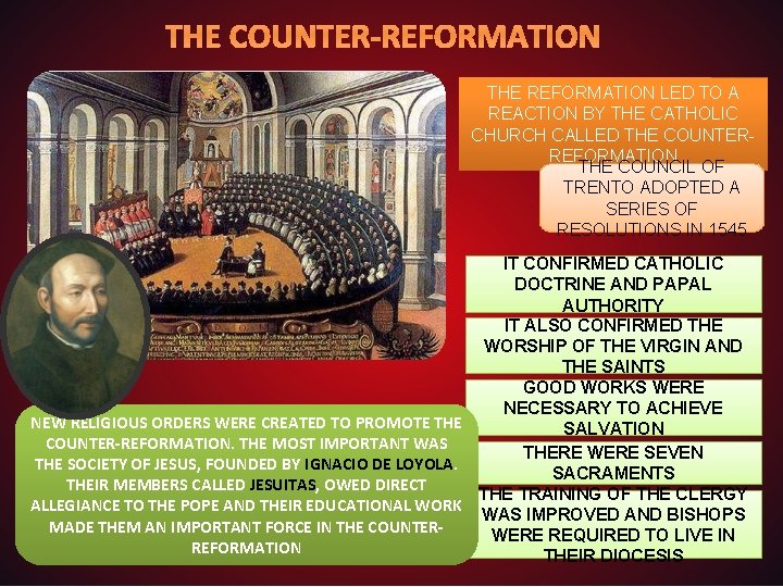 THE COUNTER-REFORMATION THE REFORMATION LED TO A REACTION BY THE CATHOLIC CHURCH CALLED THE