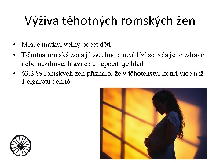 Výživa těhotných romských žen • Mladé matky, velký počet dětí • Těhotná romská žena