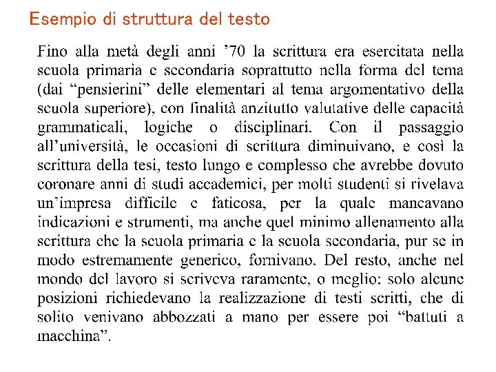 Esempio di struttura del testo 