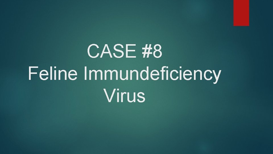 CASE #8 Feline Immundeficiency Virus CASE #8 Feline Immundeficiency Virus