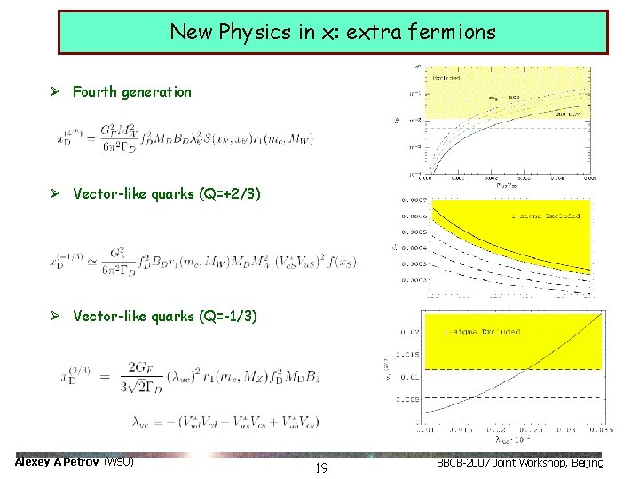 New Physics in x: extra fermions Ø Fourth generation Ø Vector-like quarks (Q=+2/3) Ø New Physics in x: extra fermions Ø Fourth generation Ø Vector-like quarks (Q=+2/3) Ø