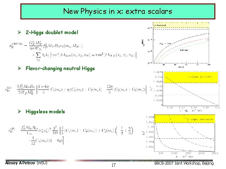 New Physics in x: extra scalars Ø 2 -Higgs doublet model Ø Flavor-changing neutral New Physics in x: extra scalars Ø 2 -Higgs doublet model Ø Flavor-changing neutral
