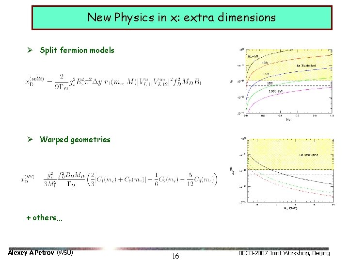 New Physics in x: extra dimensions Ø Split fermion models Ø Warped geometries + New Physics in x: extra dimensions Ø Split fermion models Ø Warped geometries +
