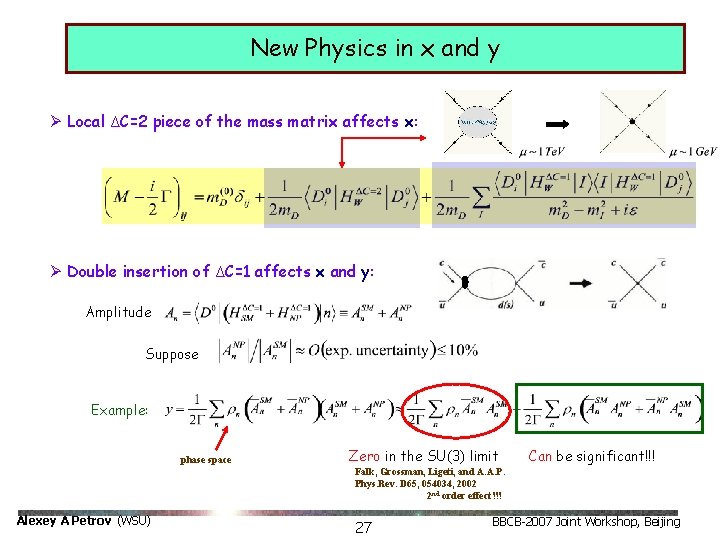 New Physics in x and y Ø Local ΔC=2 piece of the mass matrix New Physics in x and y Ø Local ΔC=2 piece of the mass matrix