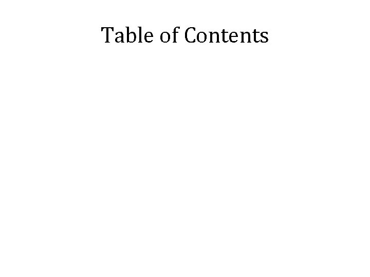 Table of Contents Table of Contents