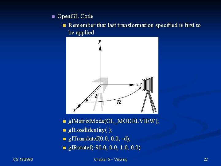 n Open. GL Code n Remember that last transformation specified is first to be