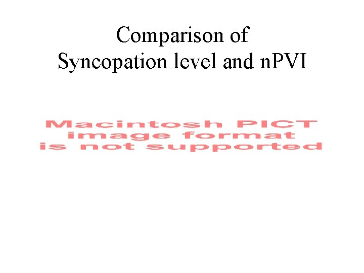 Comparison of Syncopation level and n. PVI 
