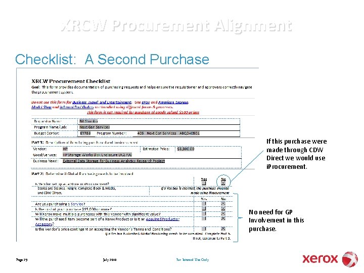 XRCW Procurement Alignment Checklist: A Second Purchase If this purchase were made through CDW