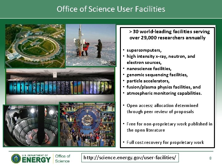 Office of Science User Facilities > 30 world-leading facilities serving over 29, 000 researchers Office of Science User Facilities > 30 world-leading facilities serving over 29, 000 researchers