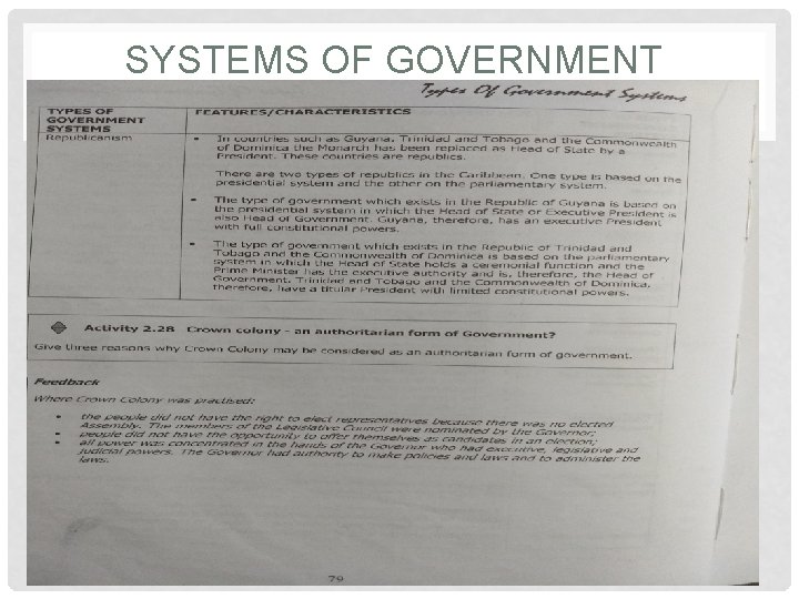 SYSTEMS OF GOVERNMENT 
