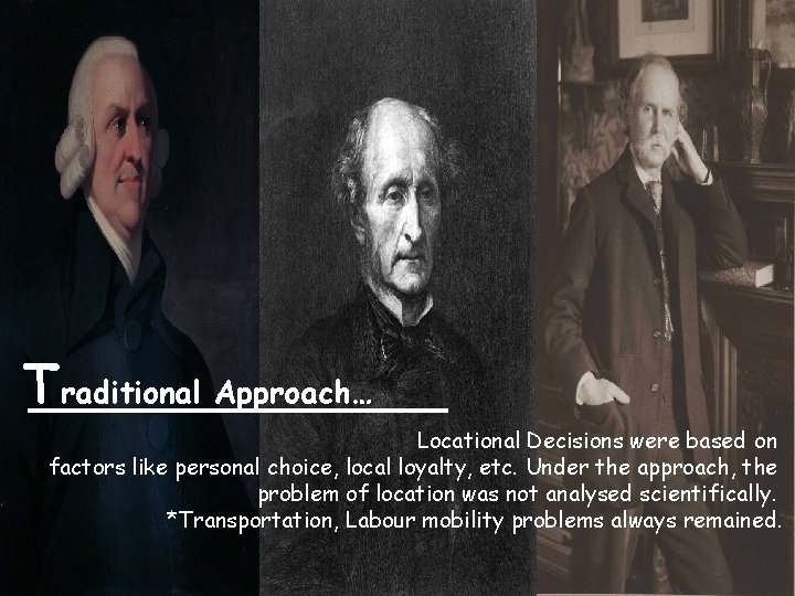 Traditional Approach… Locational Decisions were based on factors like personal choice, local loyalty, etc.