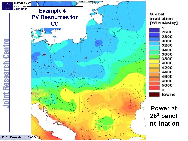 Example 4 – PV Resources for CC Power at 250 panel inclination JRC –