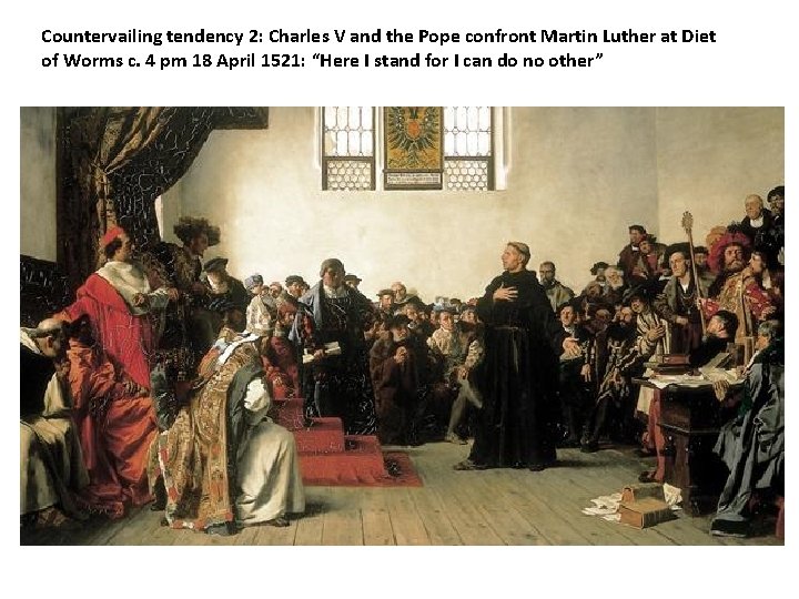 Countervailing tendency 2: Charles V and the Pope confront Martin Luther at Diet of