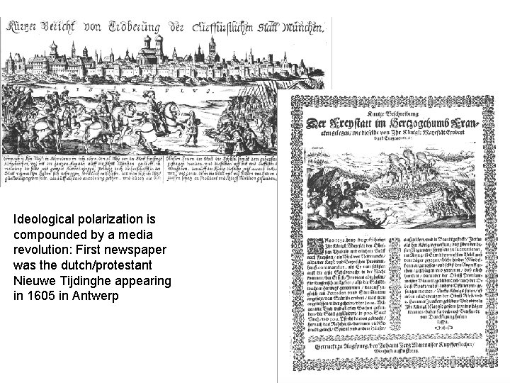 Ideological polarization is compounded by a media revolution: First newspaper was the dutch/protestant Nieuwe